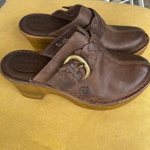 Born Brown Mahal Braided Leather Clogs - Size 6